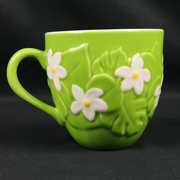 Starbucks Coffee Green Embossed Daisy Mug 2006 16oz Collectible - Picture 3 of 9